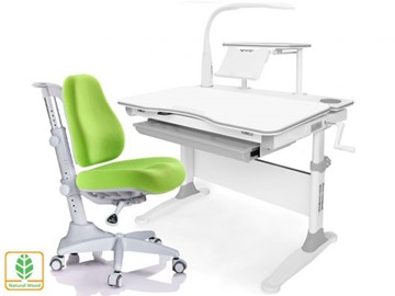 Растущая парта + стул Mealux EVO Evo-30 G (арт. Evo-30 G + Y-528 KZ) (дерево)/(стол+полка+кресло+чехол+лампа)/ белая столешница (дерево), цвет пластика серый в Ревде