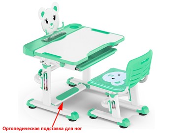 Парта растущая + стул Mealux EVO BD-04 Teddy New XL, green, зеленая в Полевском