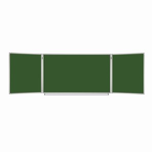 Доска для мела магнитная 3-х элементная 100х150/300 см, 5 рабочих поверхностей, зеленая, BRAUBERG, 231707 в Каменске-Уральском