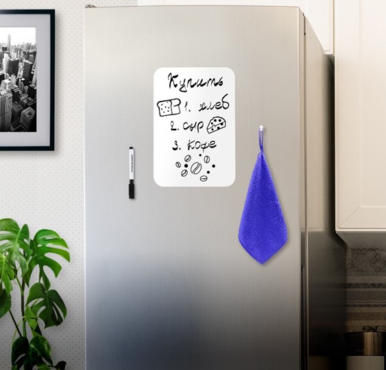 Доска магнитная на холодильник BRAUBERG, 30х21 см с маркером, магнитом и салфеткой в Артемовском - изображение 2