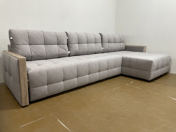 Угловой диван с оттоманкой Татьяна 4 Декор дуб Карат 17 велюр в Качканаре - изображение